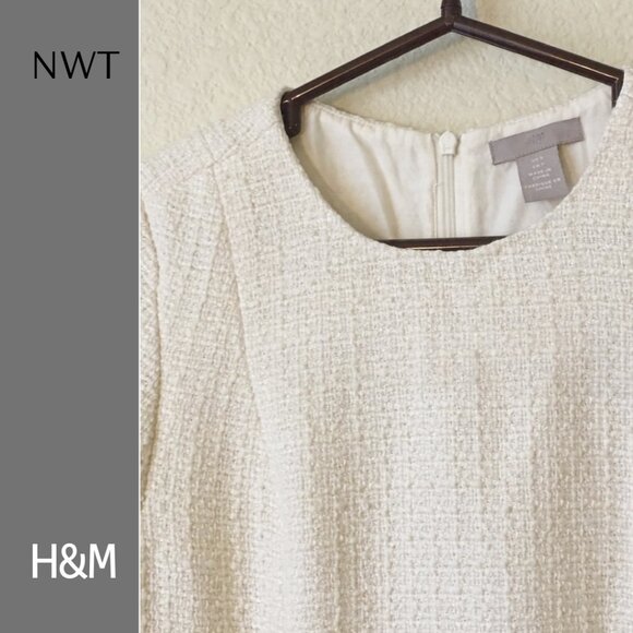 H&M Cream Tweed Boucle Mini Dress, Sz S - Picture 9 of 11